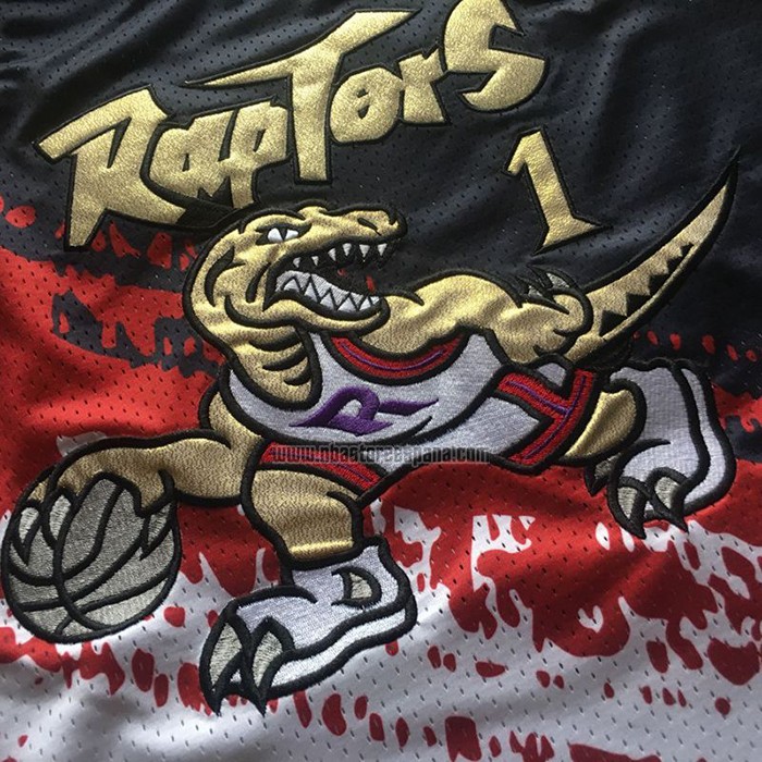 Camiseta Toronto Raptors Tracy Mcgrady NO 1 Mitchell & Ness Negro Rojo
